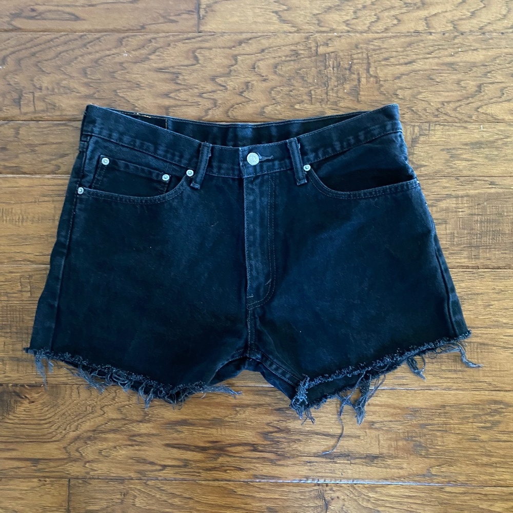 Levis 505 Straight Fit Shorts Vintage - Size 34, black wash 90s
